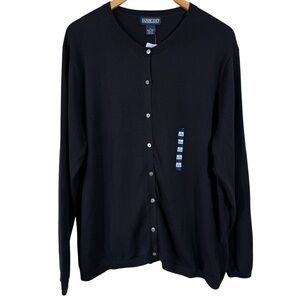 Lands’ End Black Cardigan Sweater 100% Cotton Women Size 1X 16W 18W